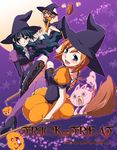  :o @_@ back blue_eyes blue_hair blush boots broom broom_riding brown_hair chako_(mujin_wakusei_survive) cover dated doujinshi flying furry glasses glowing green_eyes halloween happy hat high_heels jack-o'-lantern keychain knee_boots kuroo_(project_apricot) long_hair looking_back luna_(mujin_wakusei_survive) mary_janes menori moon mujin_wakusei_survive multiple_girls open_mouth orange_hair pantyhose pumpkin purple_legwear red_eyes scared sharla shoes short_hair sidesaddle sitting smile star trick_or_treat wavy_hair wind witch witch_hat 