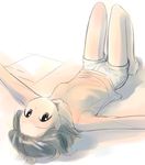  black_eyes black_hair ikeda_jun_(mizutamari) lying on_back original shirt short_hair shorts sketch solo source_request t-shirt 