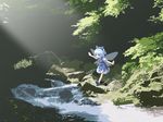  akakage_red blue_hair cirno nature river scenery short_hair solo touhou wings 