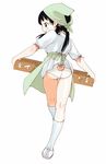  apron ass carrying copyright_request full_body inuburo kneepits panties short_sleeves solo underwear waist_apron white_legwear white_panties 