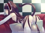  animal_ears bent_over cat_ears condom condom_in_mouth copyright_request crotch_rub fat_mons flat_chest fujishiro_touma gloves gothic lying masturbation mouth_hold pillow_sex solo tail thighhighs top-down_bottom-up 
