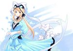  blonde_hair blue_dress blue_eyes charlotte_francia dress flower gloves hat lace quartett! solo tachibana_yuu white_gloves 