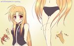  blonde_hair blood breasts covered_nipples fate_testarossa long_hair lyrical_nanoha mahou_shoujo_lyrical_nanoha_strikers midriff nosebleed panties red_eyes small_breasts tears thigh_gap translated uminchu underwear very_long_hair 