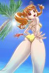  artist_request ass beach bikini brown_hair crab crustacean day from_below legs onegai_my_melody outdoors solo swimsuit yumeno_uta 