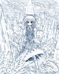  blue cirno monochrome mozan sketch solo touhou 