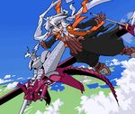  armor dragon flying lowres mof mof's_silver_haired_twintailed_girl oekaki original solo 