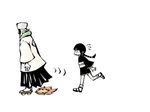  1girl artist_request bleach chibi fire flame haori japanese_clothes kurotsuchi_mayuri kurotsuchi_nemu roller_skates skates taichou_haori 