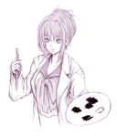  art_brush character_request kara_(color) labcoat monochrome paint paintbrush palette school_uniform short_hair smile solo tokimeki_memorial 