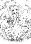  greyscale katzeh kawashiro_nitori monochrome mouth_hold screwdriver sketch solo touhou water 