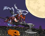  flying full_moon lowres mof mof's_silver_haired_twintailed_girl moon oekaki original solo thighhighs 