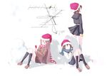  aerial cellphone legs multiple_girls original phone scarf school_uniform shiba_yuusuke skirt snow 