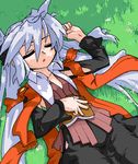  book closed_eyes lowres mof mof's_silver_haired_twintailed_girl oekaki original sleeping solo 
