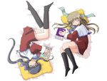  artist_request closed_eyes kanon kawasumi_mai kurata_sayuri multiple_girls red_skirt school_uniform skirt sleeping socks 