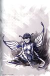 2001 aa_megami-sama artist_request closed_eyes dated fairy moon morgan_le_faye_(aa_megami-sama) solo wings 