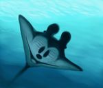  animal disney full_body looking_back manta_ray mickey_mouse mogera3 no_humans open_mouth smile smiley_face underwater water 