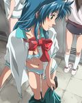  blue_hair bra breasts brown_eyes chidori_kaname cleavage full_metal_panic! jindai_high_school_uniform lingerie locker locker_room long_hair medium_breasts open_clothes open_shirt panties shirt solo_focus underwear undressing yomi_(indigoriver) 