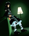  3d black_hair couch ekkusu_kyuuzu gothic gothic_lolita lolita_fashion original pantyhose solo 