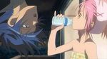  1girl animated animated_gif hinamori_amu lowres milk pink_hair pinky_out screencap shugo_chara! spit_take spitting tsukiyomi_ikuto 