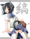  animal_ears original panties school_uniform shigen skirt solo tail thighhighs underwear 