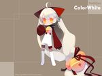  animal_ears bell bell_collar bow cat_ears collar hair_bow long_hair orange_eyes original puti_devil ribbon solo standing wallpaper watermark white_hair 