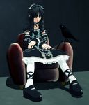  3d bird black_hair ekkusu_kyuuzu gothic gothic_lolita lolita_fashion original pantyhose solo 