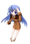  blue_eyes blue_hair hair_ornament kusakami_akira lyrical_nanoha mahou_shoujo_lyrical_nanoha_strikers military military_uniform reinforce_zwei salute solo tsab_ground_military_uniform uniform x_hair_ornament 