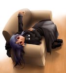  blue_hair chair couch hair_ribbon kannazuki_hato len pointy_ears red_eyes ribbon solo tsukihime 