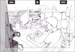  chair desk greyscale male_focus monochrome original pencil ryota-h sketch solo 