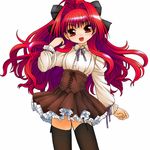  corset corticarte_apa_lagranges kusunoki_masashige ponytail red_hair ribbon school_uniform shinkyoku_soukai_polyphonica solo thighhighs 