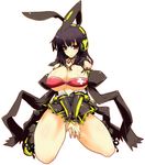  animal_ears aoguu beatmania beatmania_iidx bemani black_hair blush breasts bunny_ears cleavage headphones hinazuki_ririna hips huge_breasts lace original ribbon solo thighs 