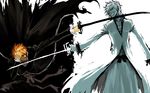  angry bandages bankai bleach contrast dual_persona highres hollow_ichigo kurosaki_ichigo male_focus md5_mismatch multiple_boys orange_hair resized sword tensa_zangetsu_(bankai) tobias_kwan upscaled wallpaper weapon white_hair white_skin 