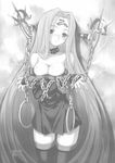  bare_shoulders bdsm blush bondage bound breasts chain cleavage collar detached_sleeves doujinshi dress facial_mark fate/stay_night fate_(series) forehead_mark greyscale large_breasts long_hair monochrome non-web_source rider scan short_dress solo strapless strapless_dress thigh_gap thighhighs very_long_hair yatsuka zettai_ryouiki 