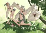  angel_wings barefoot choker feet leaf leaf_bikini multiple_girls original soles stretch tree waking_up wings yoshitomi_akihito 