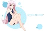  artist_request long_hair lucy_maria_misora one-piece_swimsuit pink_hair red_eyes solo swimsuit to_heart_2 