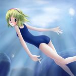  alice_margatroid bad_id blonde_hair blue_swimsuit blush brown_eyes hairband kannazuki_hato one-piece_swimsuit pink_hairband school_swimsuit short_hair solo swimsuit touhou underwater 