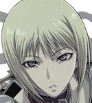  blonde_hair clare_(claymore) claymore close-up jpeg_artifacts lowres short_hair silver_eyes solo takapiko 