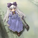  3.1-tan blush cat dd_(ijigendd) dos dos_cat hair_ribbon long_hair os-tan ribbon road silver_hair solo walking 