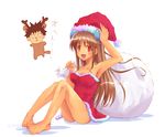  armpits barefoot christmas deed_(nanoha) feet lyrical_nanoha mahou_shoujo_lyrical_nanoha_strikers multiple_girls nekokun numbers_(nanoha) otto_(nanoha) santa_costume 