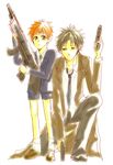  artist_request emiya_kiritsugu emiya_shirou fate/stay_night fate_(series) gun male_focus multiple_boys weapon 