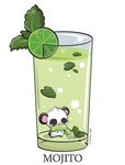  artist_request copyright_request drink food fruit glass happy lime_(fruit) mojito no_humans panda 