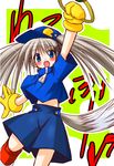  blue_eyes cosplay fang gloves hat klonoa klonoa_(cosplay) little_busters! long_hair noumi_kudryavka open_mouth pac-man pac-man_(game) shorts silver_hair solo tail twintails umesato_yukino 