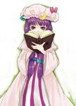  book hair_ribbon hat patchouli_knowledge purple_eyes purple_hair ribbon shikai_(iesiki_56) solo touhou 