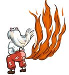  ass bad_id bad_pixiv_id fart fire fujiwara_no_mokou long_hair paipo_(chickshow) parody ribbon solo torn_clothes touhou white_hair 