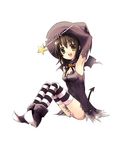  brown_hair demon_girl panties sakura_noel short_hair solo striped striped_legwear suzumiya_haruhi suzumiya_haruhi_no_yuuutsu thighhighs underwear wings witch 