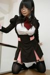  chocoball cosplay glasses photo real_life solo thighhighs uniform 