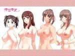  artist_request braid breasts brown_hair expressionless from_side hoshino_yuumi kimi_kiss kuryuu_megumi large_breasts letterboxed long_hair looking_at_viewer looking_to_the_side mizusawa_mao multiple_girls navel nipples nude ponytail sakino_asuka short_hair simple_background stomach very_long_hair white_background 
