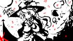  bow hat hat_bow kirisame_marisa monochrome neki-t number solo spot_color touhou witch_hat 