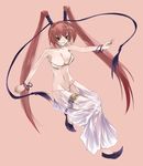  bikini bikini_top bracelet breasts cleavage copyright_request dancer full_body jewelry large_breasts long_hair navel sanada_hideki shoes simple_background solo swimsuit twintails very_long_hair 