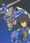  absurdres artist_request gundam gundam_00 gundam_exia helmet highres male_focus mecha scan setsuna_f_seiei solo 