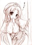  akane_souichi breasts cleavage food hong_meiling large_breasts monochrome niwatoriya popsicle sketch solo touhou 